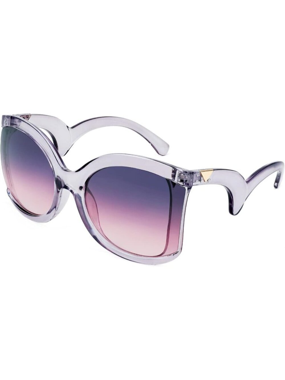 Women's Oversized Square Sunglasses Curly Arm Frame Shades B4035 Grey Purple